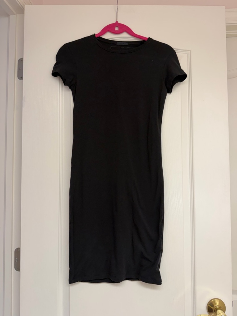 NEW ATM Classic Black Short-Sleeve Bodycon Dress
